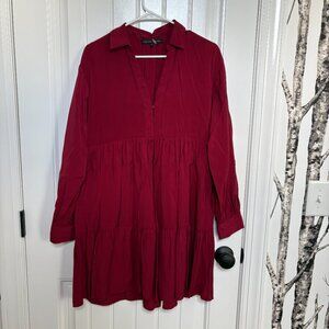 English Factory Women's Collar Detail Tiered Mini Dress - Size Small